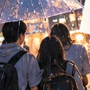 雨夜撑伞的演示照片